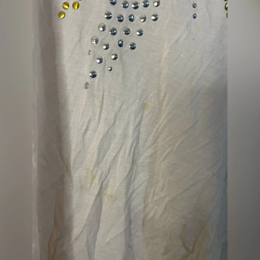 Free People Blouse Pink Silver Gold Studded Batwing High Low Tunic Top Sz Small - Picture 7 of 8
